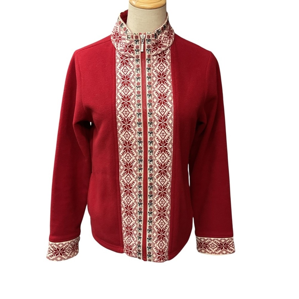 L.L. Bean Red Ski Jacket with White Pattern
